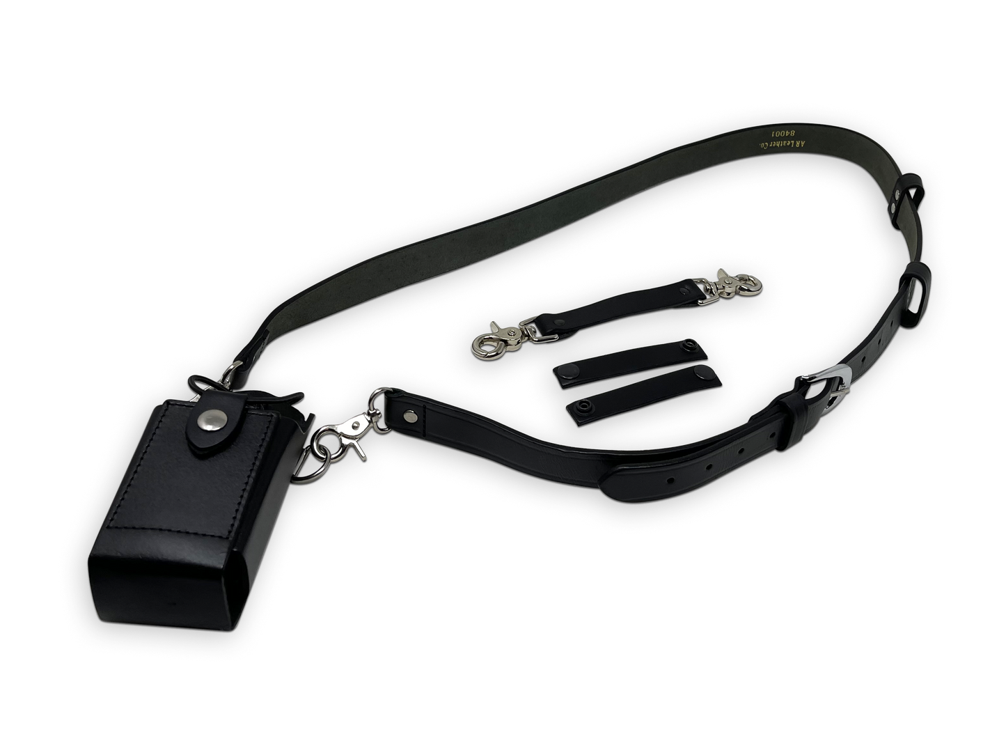 Firefighter Leather Radio Holster with Belt, Strap, Anti-Sway Strap, and Mic Loops. Perfect for Firefighters, EMT, Police